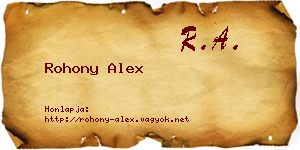 Rohony Alex névjegykártya